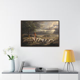 The Shepherd and His Sheep- Canvas Print-Framed